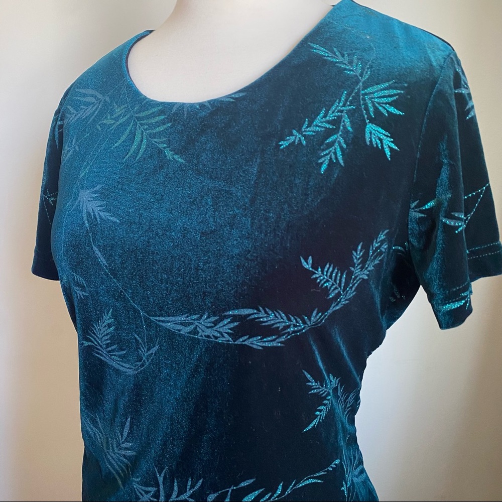 Vintage Kathie Lee Collection Green Velvet Dress … - image 6